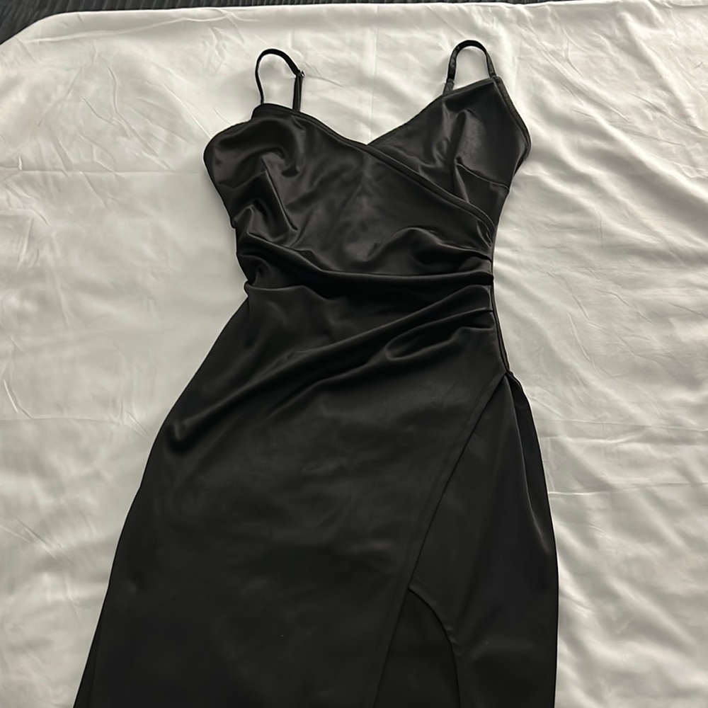 Elegant Black Satin Dress